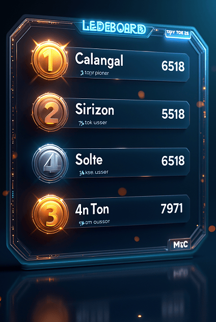 A digital leaderboard screen displaying usernames and token scores.